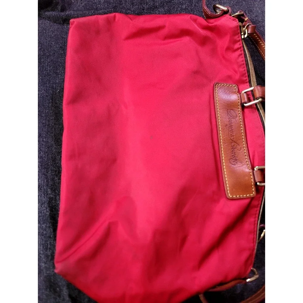 VTG Y2k Dooney & Bourke Satchel Purse Handbag Red Leather Florentine Nylon